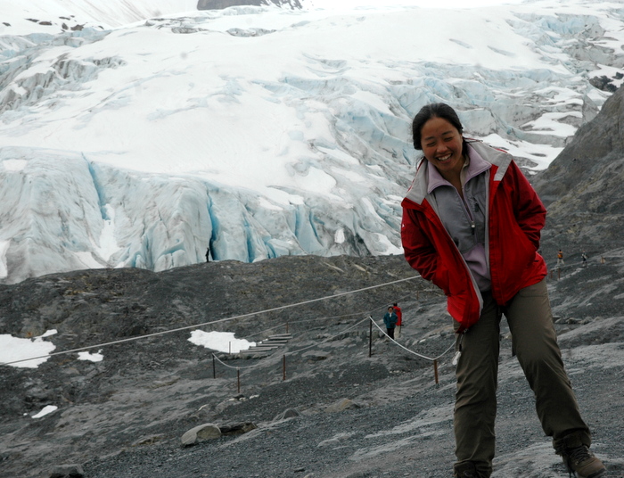 In front of a glacier in Alaska In front of a glacier in Alaska
