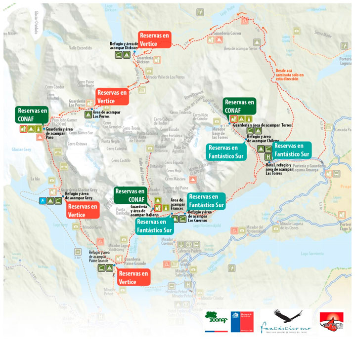 torres del paine campground map