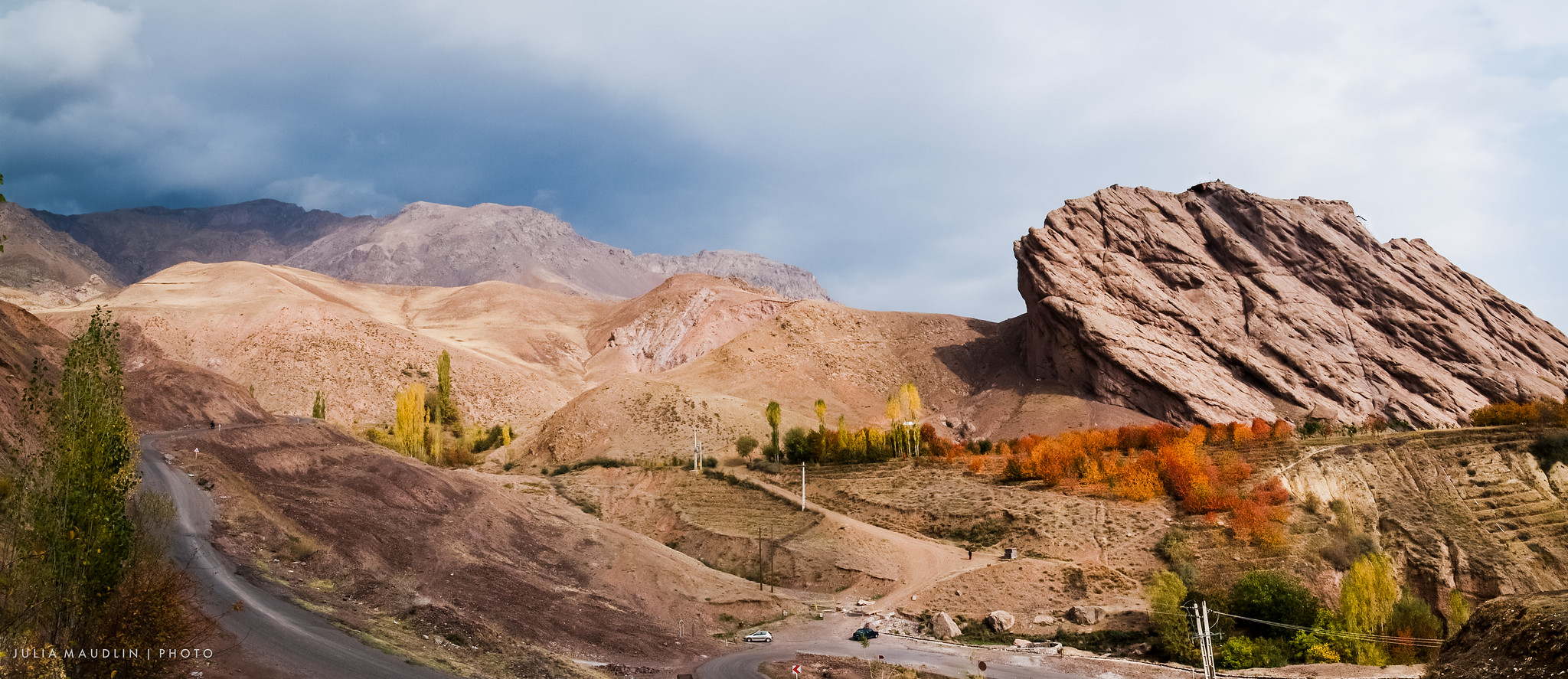 Remains of Alamut Castle Clinging to a Crag Above the Valley